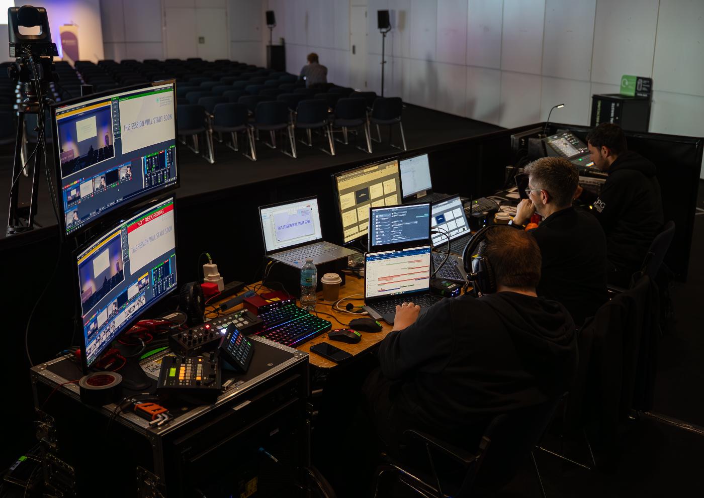 Event technical team monitoring the event